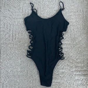 Black one piece bathing suit